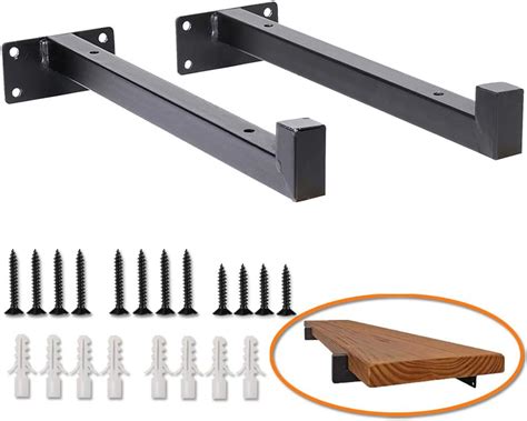 Shelf Brackets 12 Inch, Heavy Duty Black Metal 